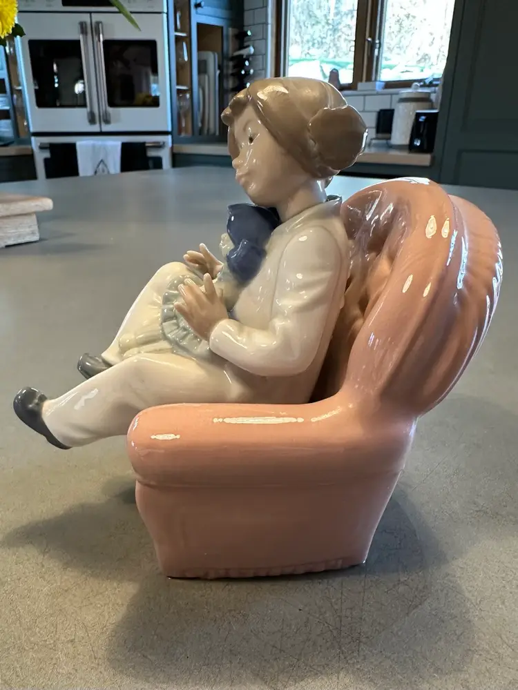 Nao By Lladro Figurine Girl with Doll sitting in Chair