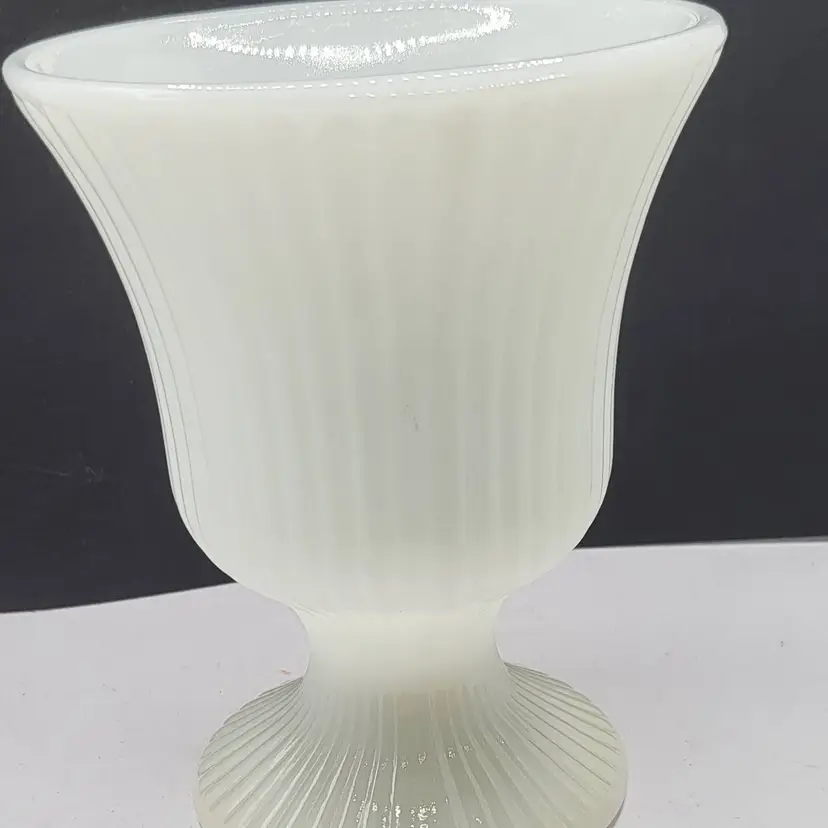 Vintage Milk Glass E.O. Brody Ribbed 5 1/2" Vase M7000