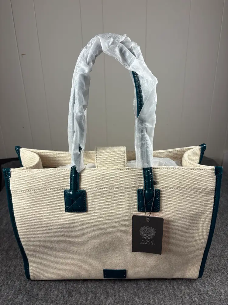 Lot of 4 Vince Camuto Canvas Totes With Leather Trim VC HSALYTO New Sealed