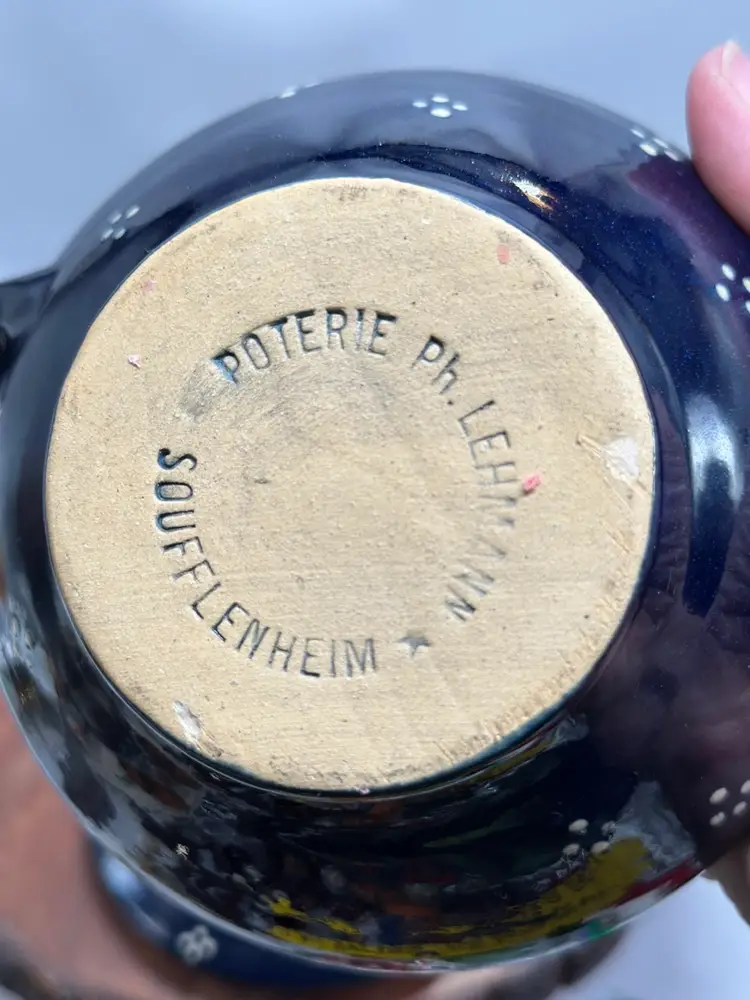 Vintage Soufflenheim Poterie Ph. Lehmann Lidded Bean Dip Bowl Tureen