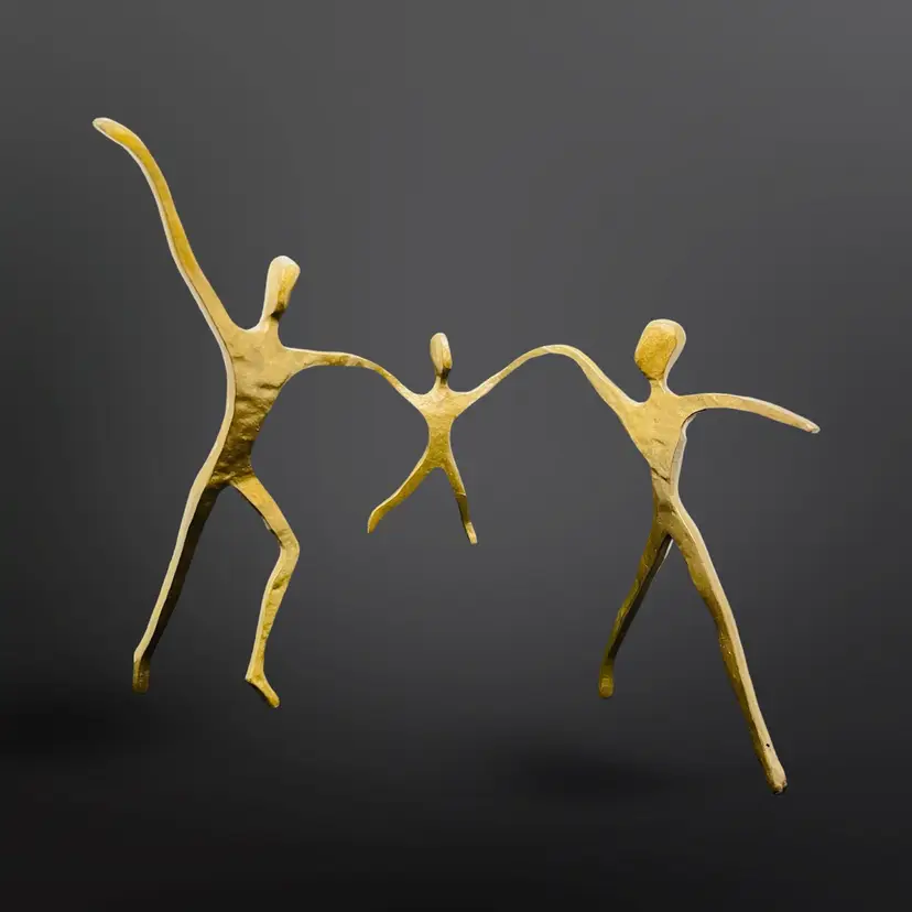 Bronze Patina Steel Metal Family Sculpture Father, Mother and Child