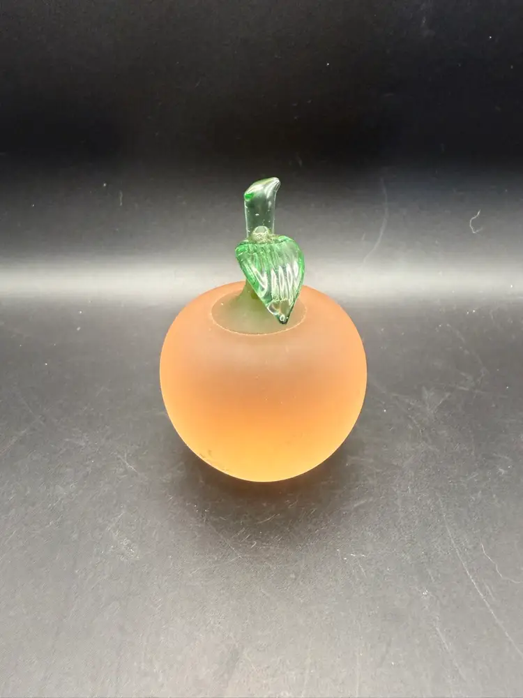 Vintage Frosted Glass Apple Paperweight -see note