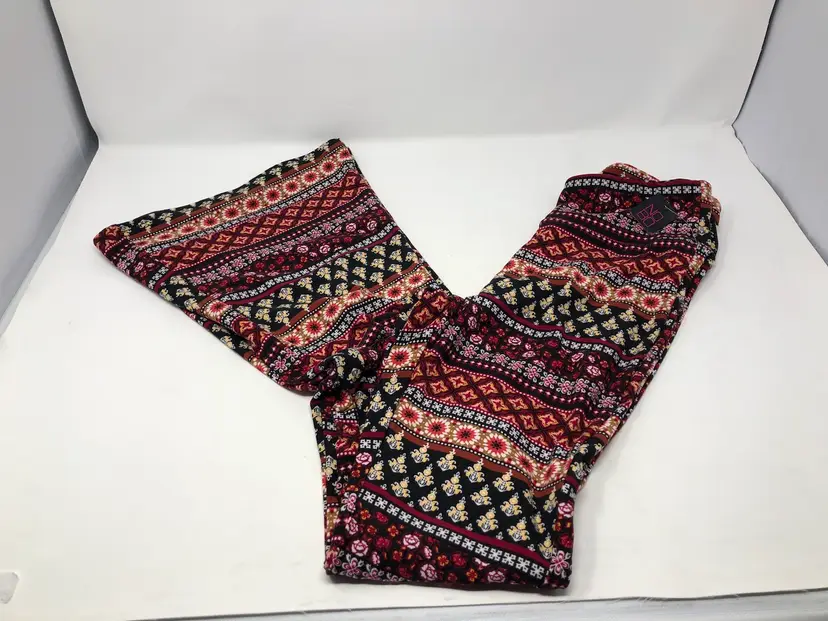 NoBo Boho Soft Stretch Patterned Bell Bottom Pants Junior Size Small