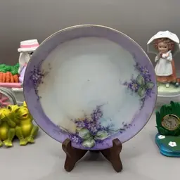 Purple Flower Plate Signed