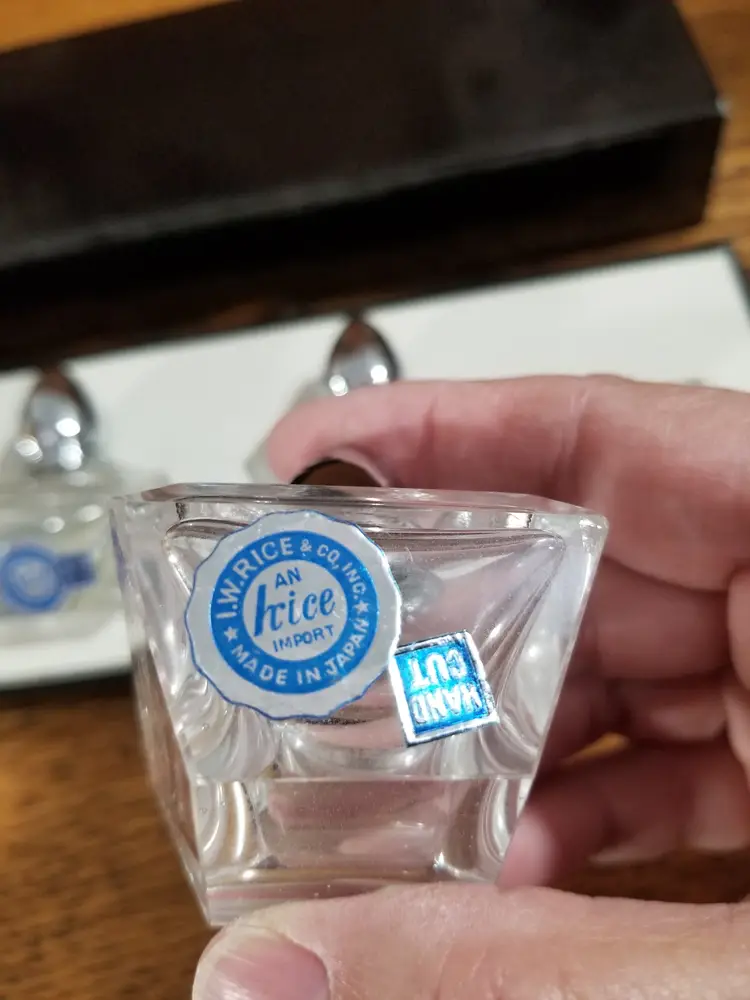 Vintage IRice M4 Hand-Cut Crystal Salt & Pepper Shakers – Set of 4 –Original Box