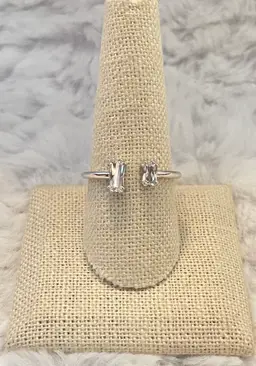 Sterling Silver Clear Emerald Cut CZ Ring Size 10