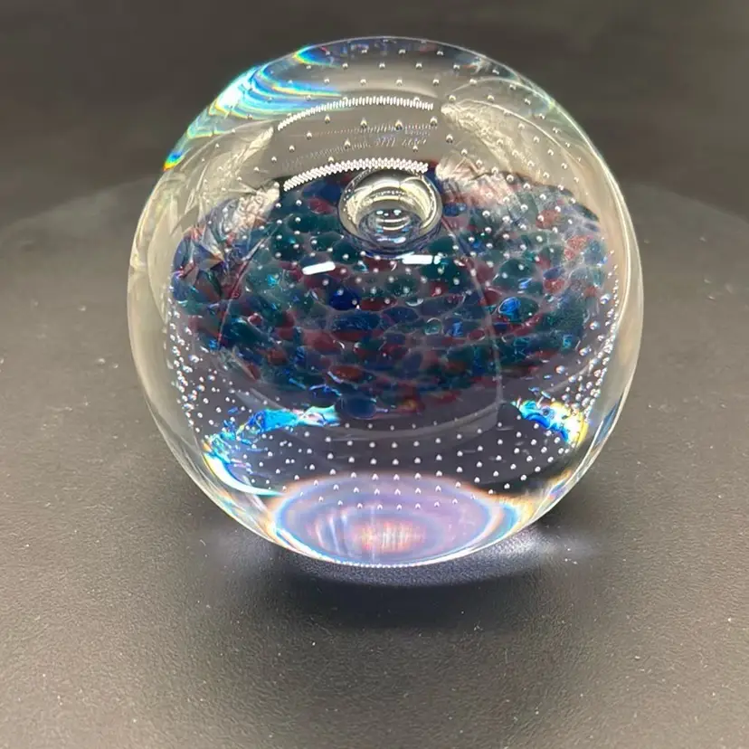 Caithness Glass Pink And Blue Paperweight Cupcake