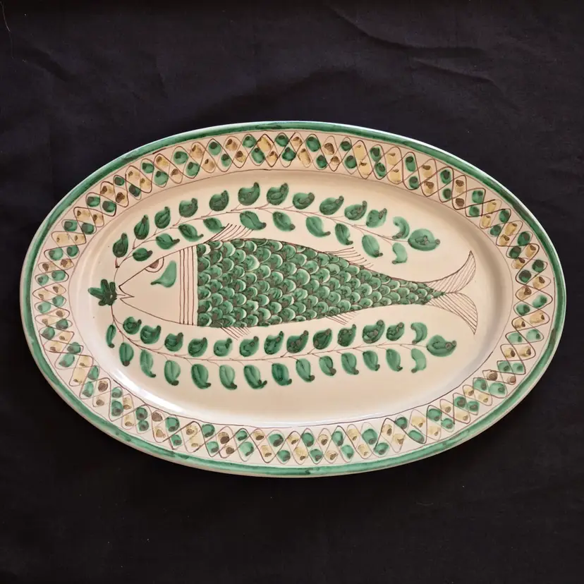 Fish Ceramic Oval Platter Tre Erre Palermo Italian Handmade 19½" Long × 12¾" Wide