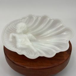 Vintage milk, glass, cherub soap, dish, trinket dish