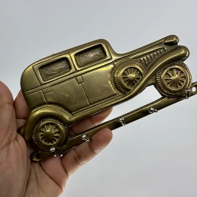 Vintage Solid Brass Key Holder Wall Hang Mount 6.5”