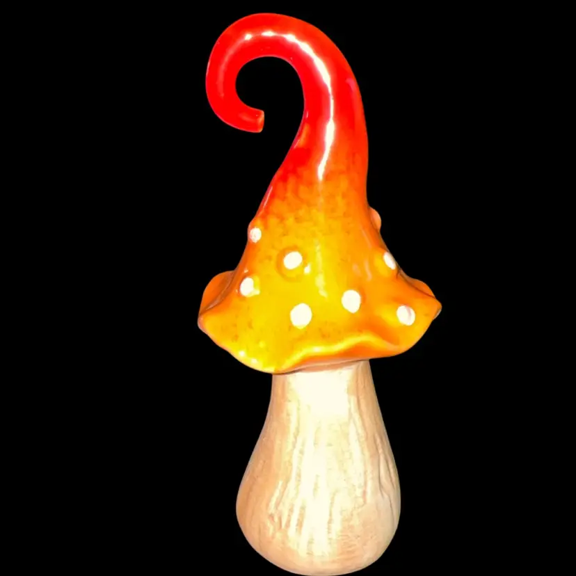 Mushroom Fairy Garden Statue Orange