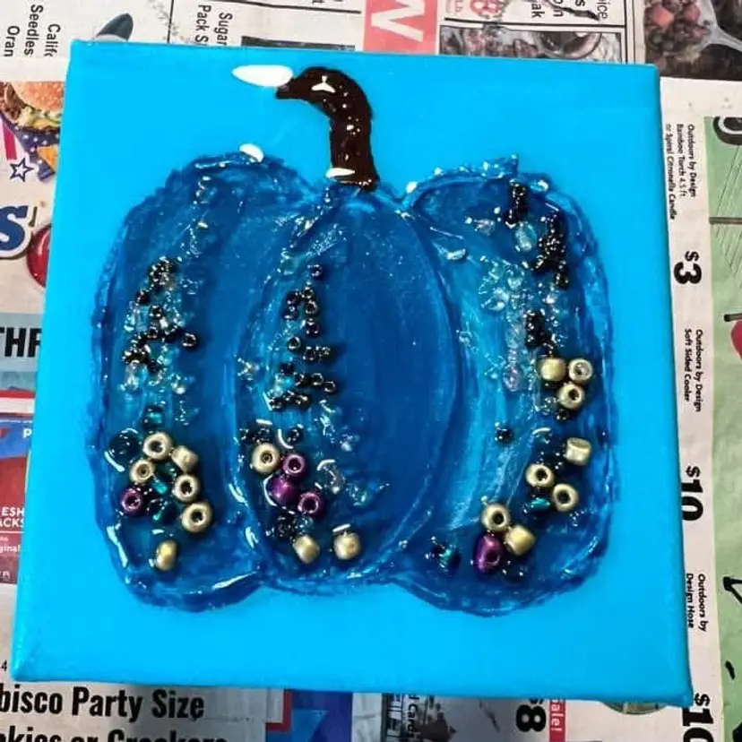 Blue On Blue Resin Pumpkin With Beads
Handmade By Me