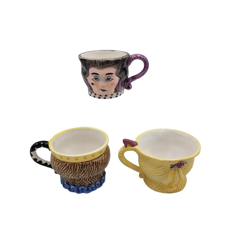 Department 56 Storybook Collection Cinderella Character Tea Cups Set Of 3 Hand-Painted Ceramic
