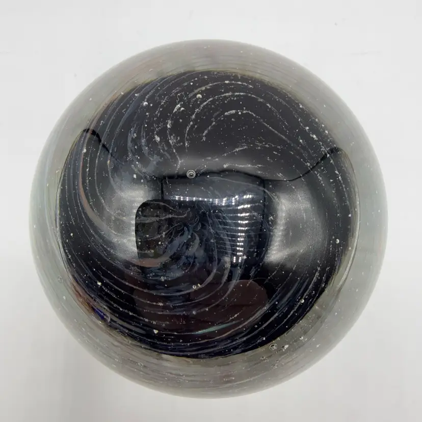 Black Planetary Multi Color Swirl Signed Paperweight CHG 1991