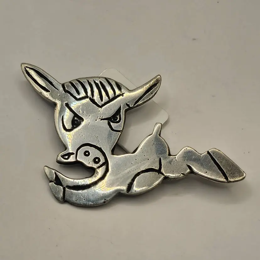 #104 Vintage Sterling Silver Donkey Burro Mule Brooch