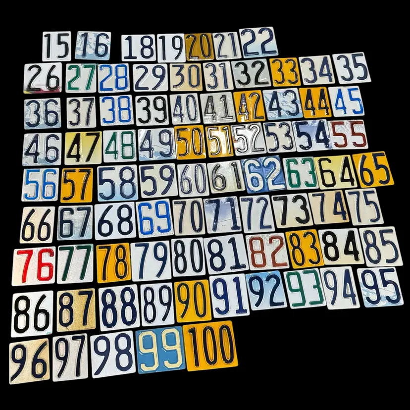 License Plate Rounded Edge Number Tiles