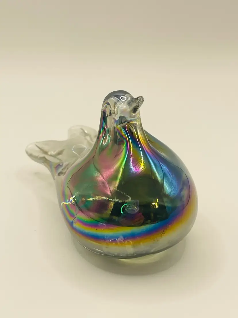 Iridescent, Handblown, Bird Paperweight