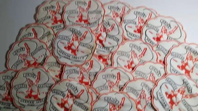 Lot Of 24 Gnome Gin Drink Coasters Fabric Dwarf Louter Kabouter Herman Jansen 1950's Vintage