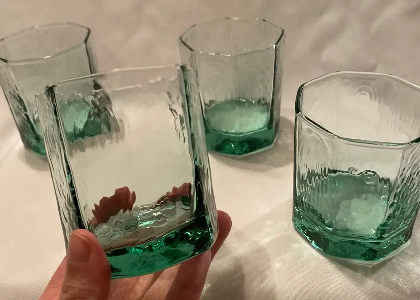 Libbey Glass Old Fashioned Facets Green Set of 4