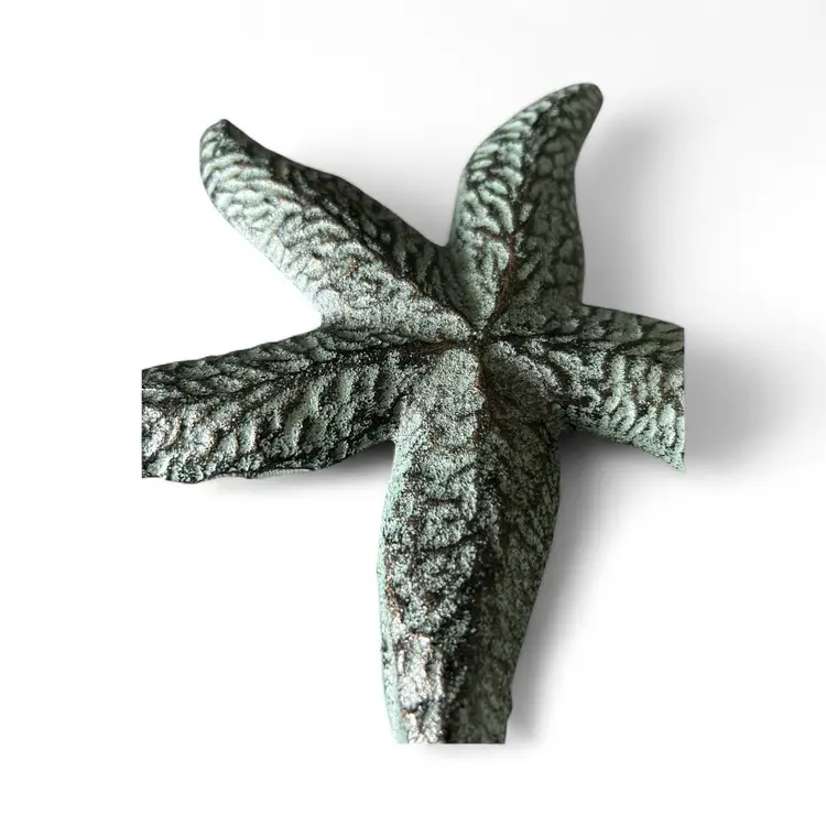 Cast Iron Starfish Nautical Wall Decor Verdigris Green Patina Finish