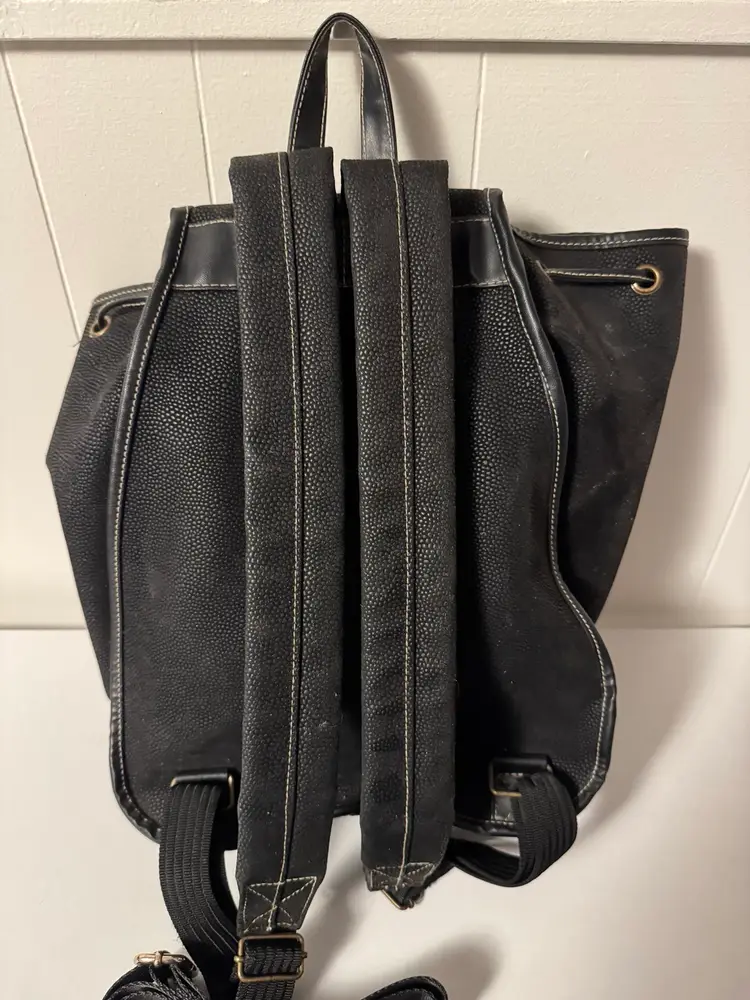 Bag Sac Backpack Rucksack Black Pebbled Leather Bag Classic