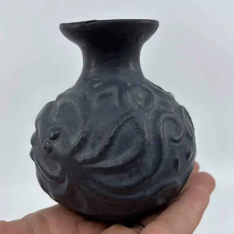 Unique Vintage Greece Attributed Squid Art Pottery Vase 3.75”