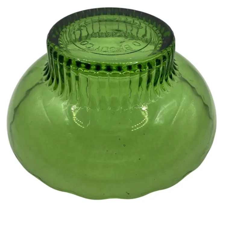Vintage (1950s) E.O. Brody Green Glass Bowl, Scalloped Rim, M2000