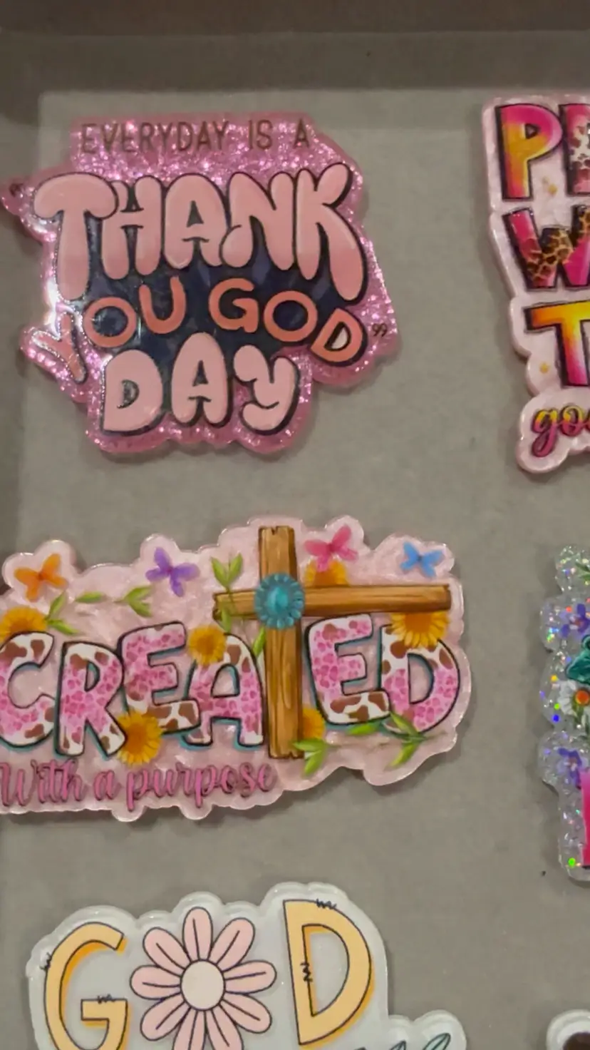 8 handmade acrylic Religious Faith Decorative Magnets Set Pink, Multicolor gift