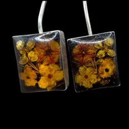 Sterling And Resin Flower Drop Earrings
