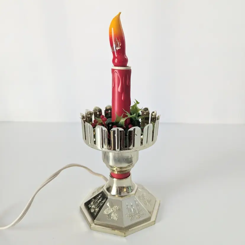 Vintage Plastic Electric Christmas Candle Flame Bulb 9" It Works!