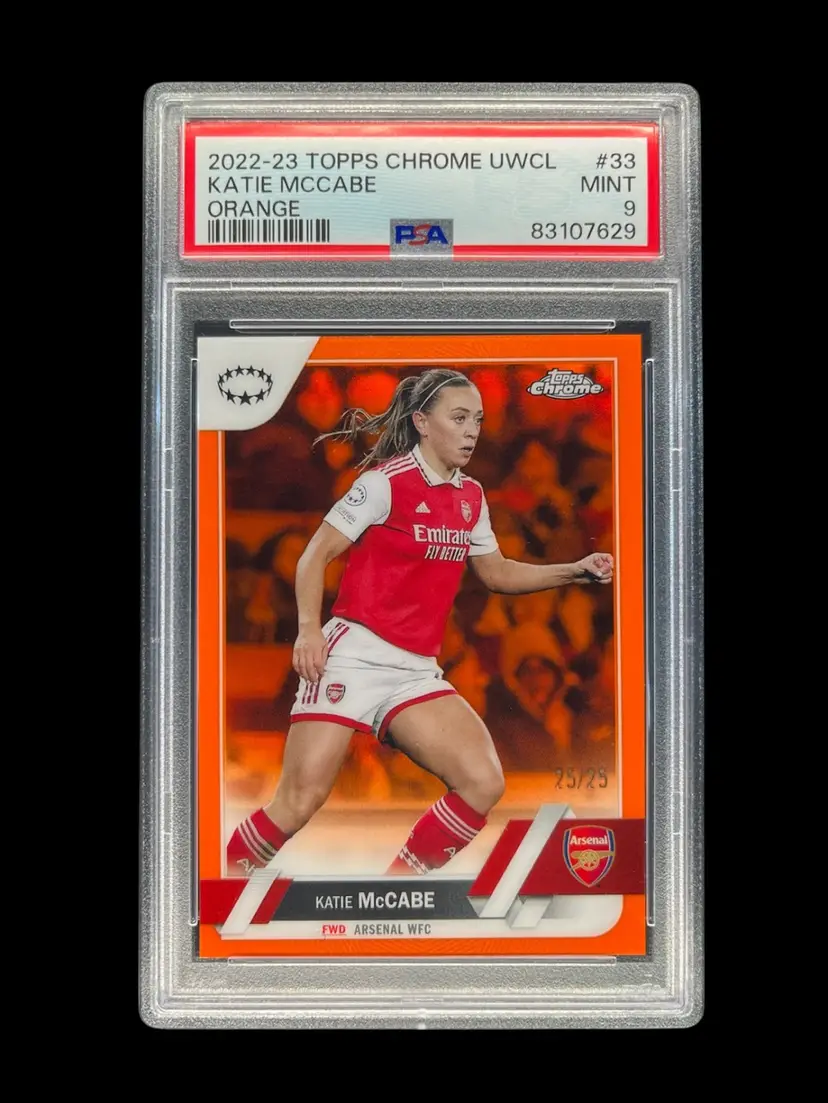 Katie McCabe 2022/23 Topps Chrome UWCL Orange /25 PSA 9 Arsenal Soccer Card