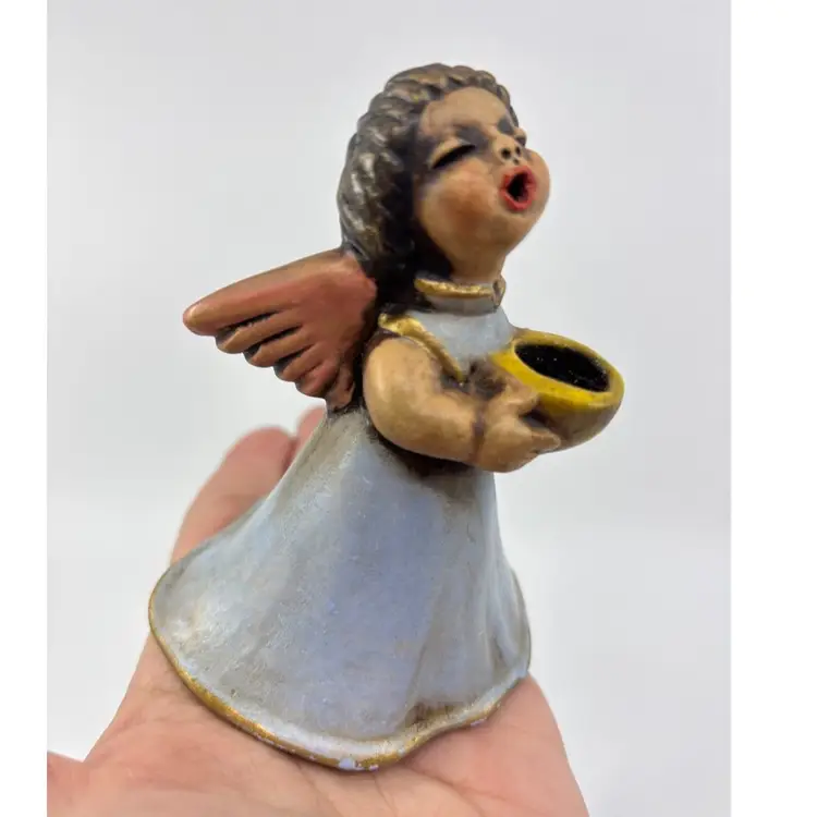 Mid Century Original Bozner Engel Thun Italy Singing Pair Pottery Angels 4” Read