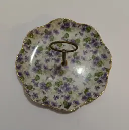 Lefton China Violet Chintz Tidbit Tray