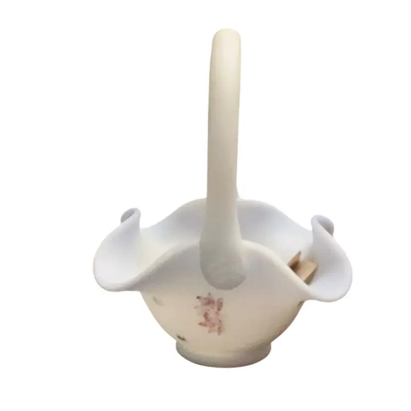 Fenton Opal Satin  Autumn Leaves HP By D Hill 7 1/2” X  6 1/2”