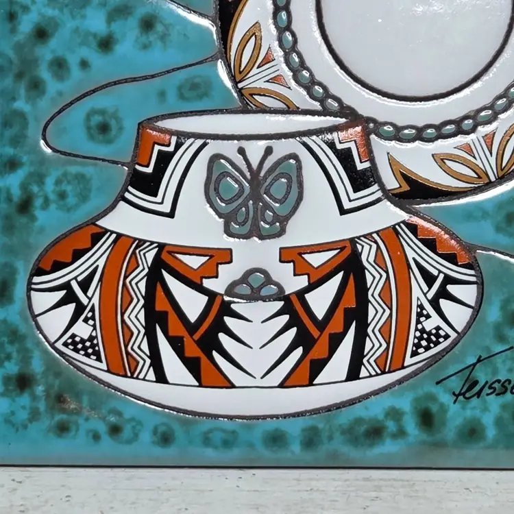 Cleo Teissedre Butterfly Pot Ceramic Tile