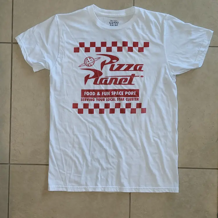 Toy Story Pizza Planet T Shirt Disney Pixar Tee White Size Medium