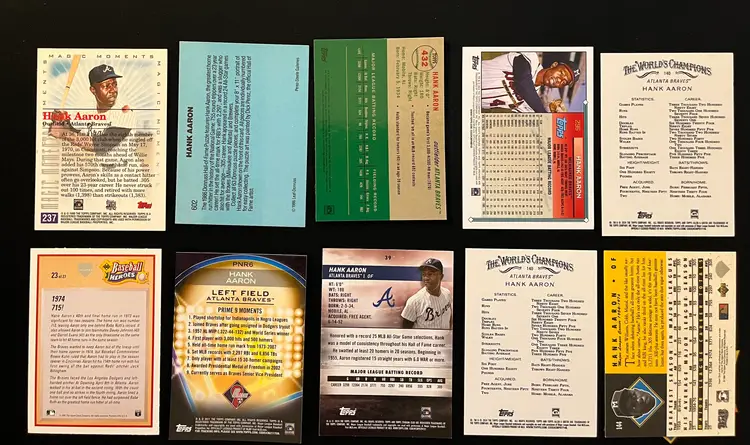 Hank Aaron Lot of 10 cards