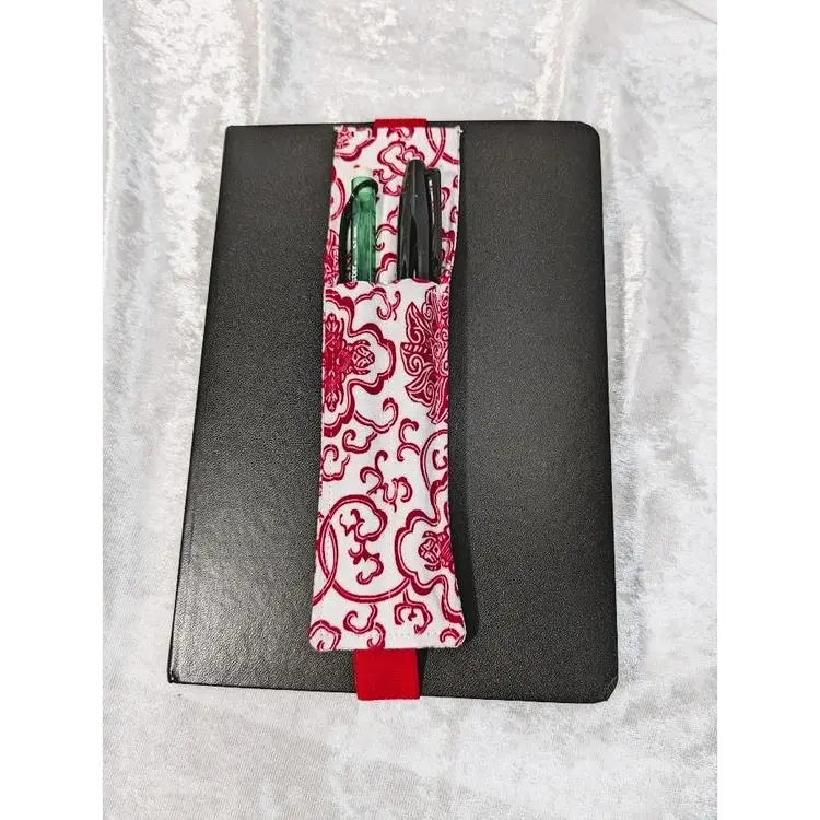 Pen or Pencil Holder Bookmark, Handmade - Red / White