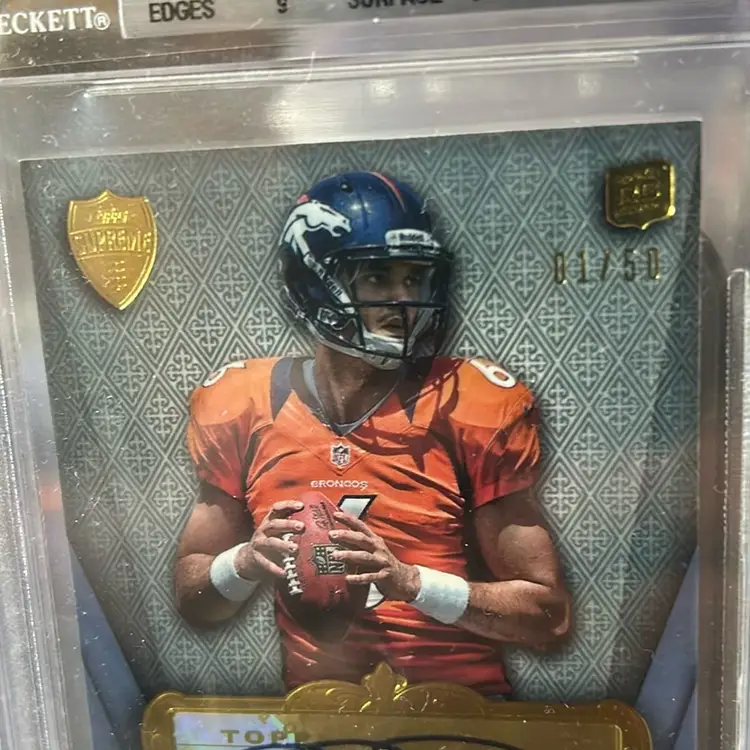 2012 Topps Supreme Brock Osweiler RC Auto Blue Parallel 1/50 BGS 9 Mint / 10 Auto