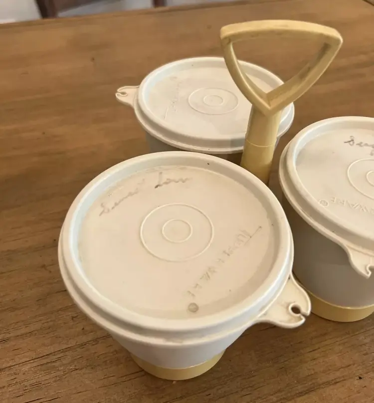 Vintage Tupperware Condiment Caddy with Lids 757-4, 758-12, 733-4 set of 3