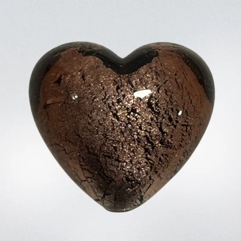 Art Glass Bead Heart Pendant Rose Gold | 1”