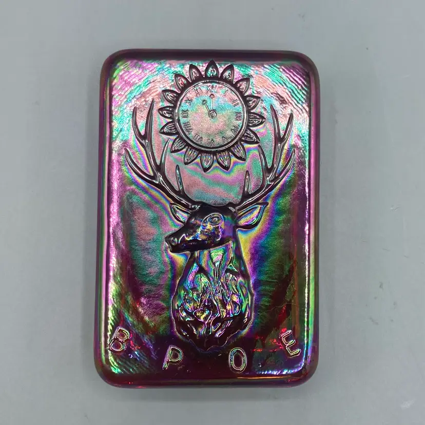 Vintage Fenton Iridescent Red Carnival Glass ~ ELK - BPOE Paper Weight - Rare
