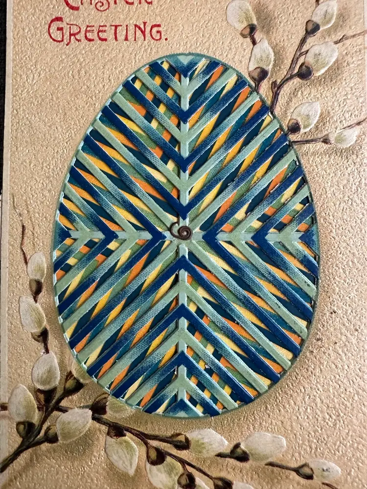 Antique Easter Postcard Victorian 1910 Spinner Mechanical 