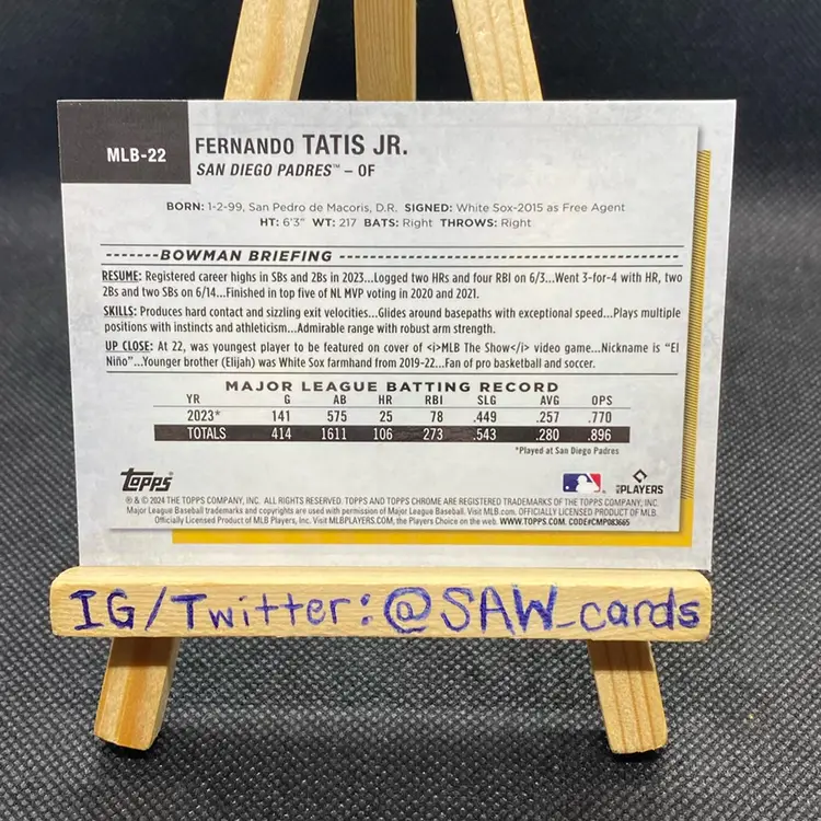 Fernando Tatis Jr 2024 Topps Chrome NSCC National Pack San Diego Padres