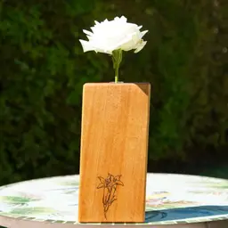 Mahogany Wood Flower Vase Block