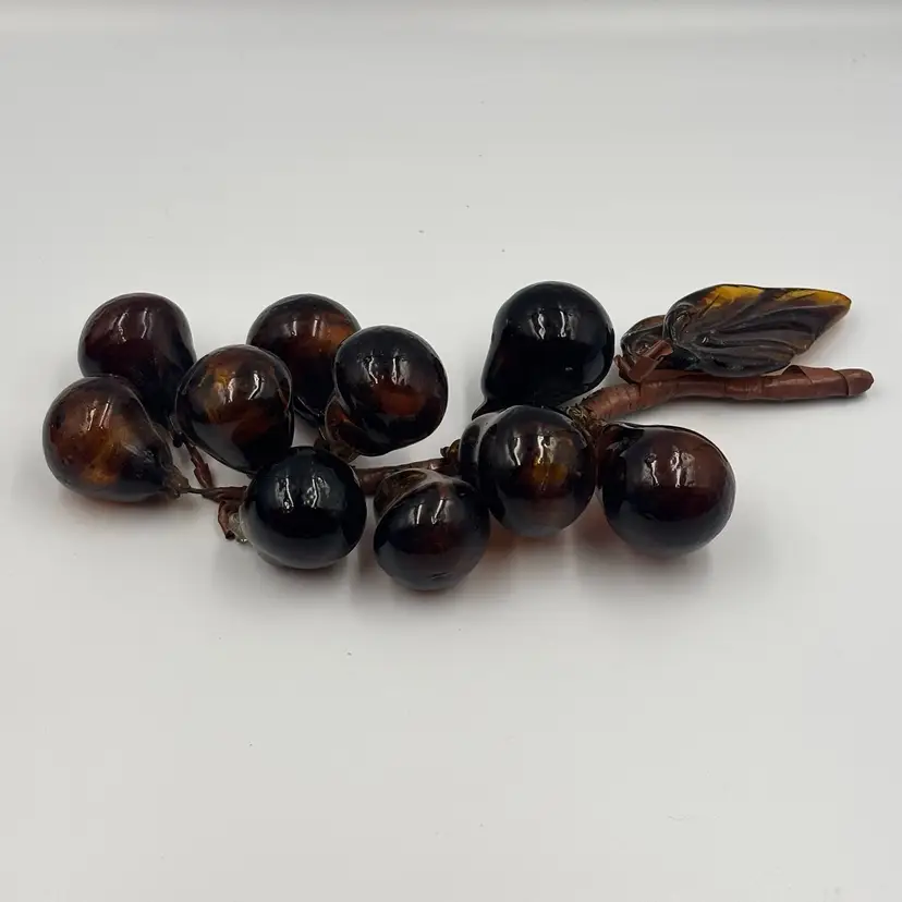 Vintage Dark Amber Brown Glass Grape Cluster 9”