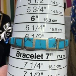 Sterling Silver & Turquoise Hinged Bracelet 6.75”