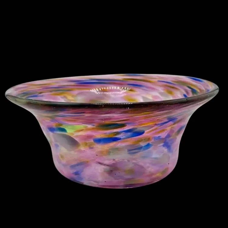 Confetti Art Glass Trinket Dish Multi-Color 4 X 2"