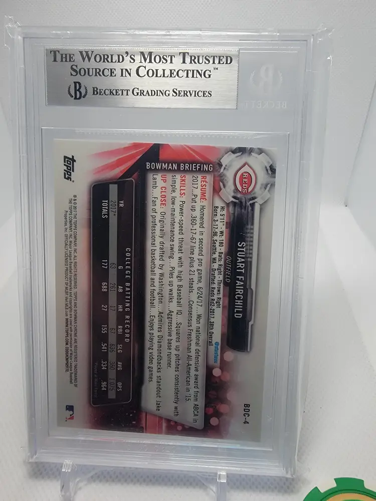 Stuart Fairchild 2017 Bowman Draft Chrome GOLD REFRACTOR /50 Prospect BDC-4 Reds Dbacks - BGS 9
