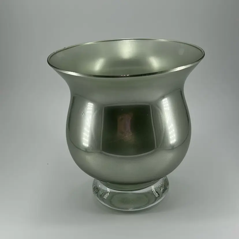 Green glass vase with clear base